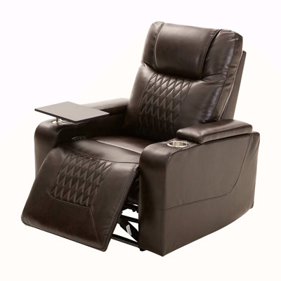Power Motion Recliner With USB Charging Port And Hidden Arm Storage 2 Convenient Cup Holders Design And 360° Swivel Tray Table by Alcott Hill