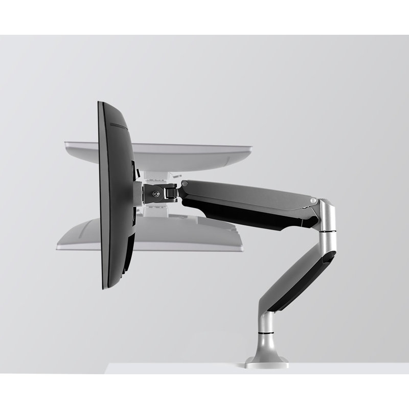Silver Full-Motion Single Monitor Desk Mount with Adjustable Arm