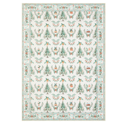 Machine Washable Christmas Rug Xmas Tree Floor Mats with Non-Slip Backing, Non Shedding Living Room Carpet, Decorative Holiday Indoor Rug for Bedroom, Nursery, Kitchen