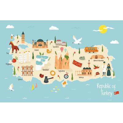 Turkey Map - Wrapped Canvas Print
