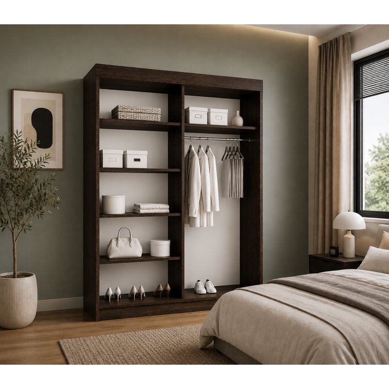 Pemberly 2 Door Wardrobe, Walnut/Black