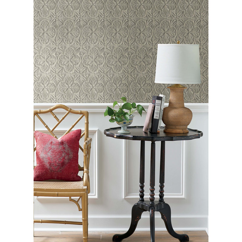 Devendri Prepasted Damask Double Roll, Tan