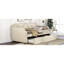 Lit de jour rembourré avec lit gigogne, beige pour lit simple