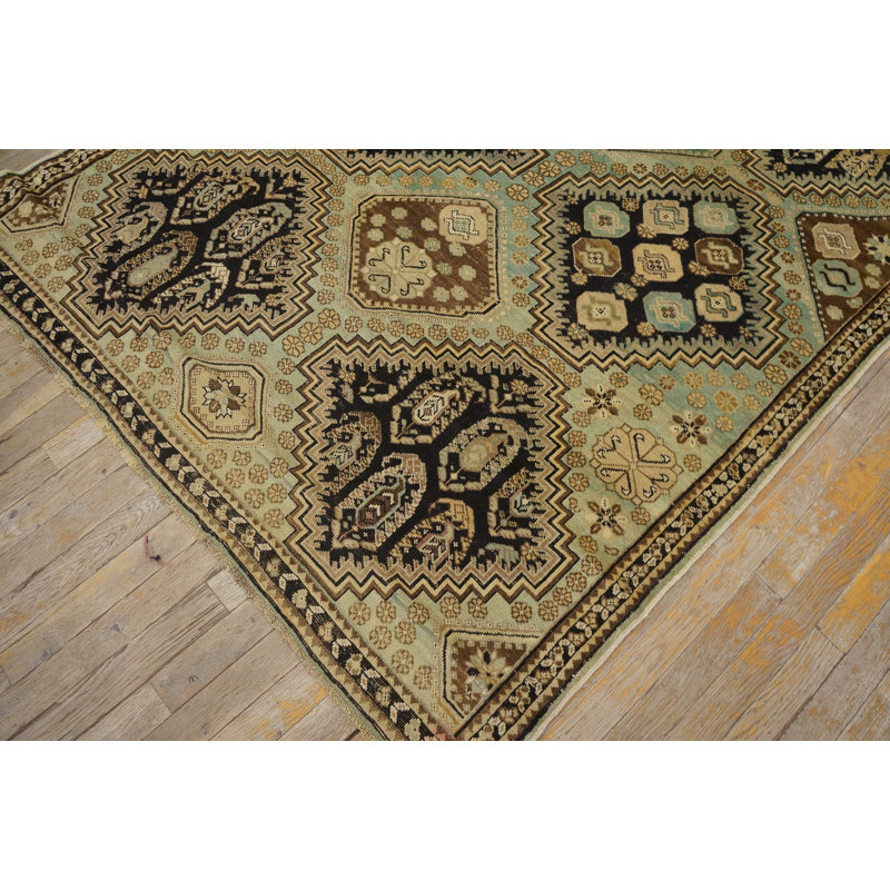Antique Baku Caucasian Geometric Knotted Rug