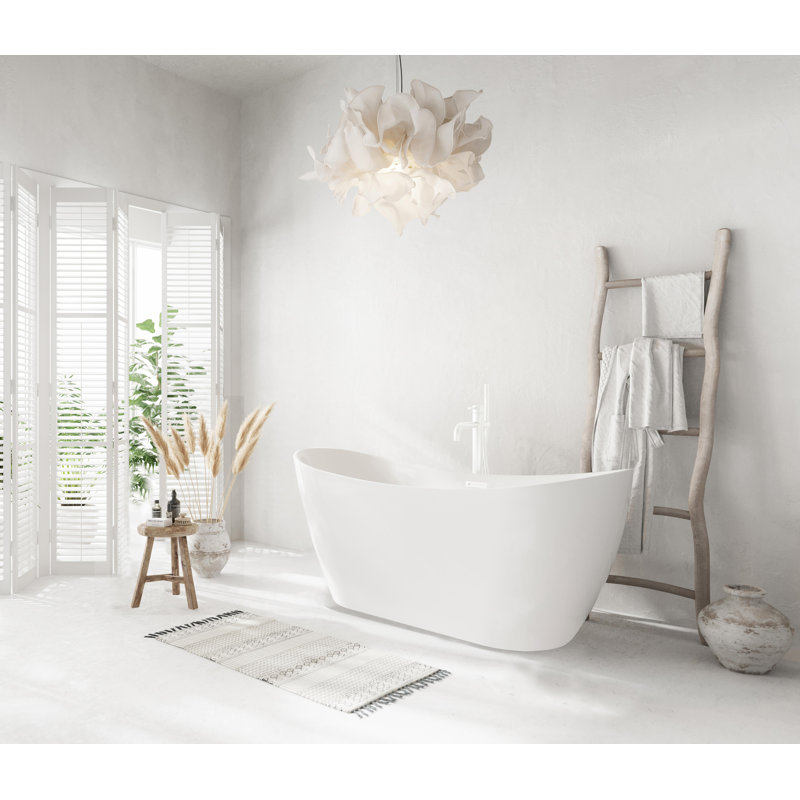 Baignoire 59 po en blanc brillant avec bordure 59 po, Blanc poli
