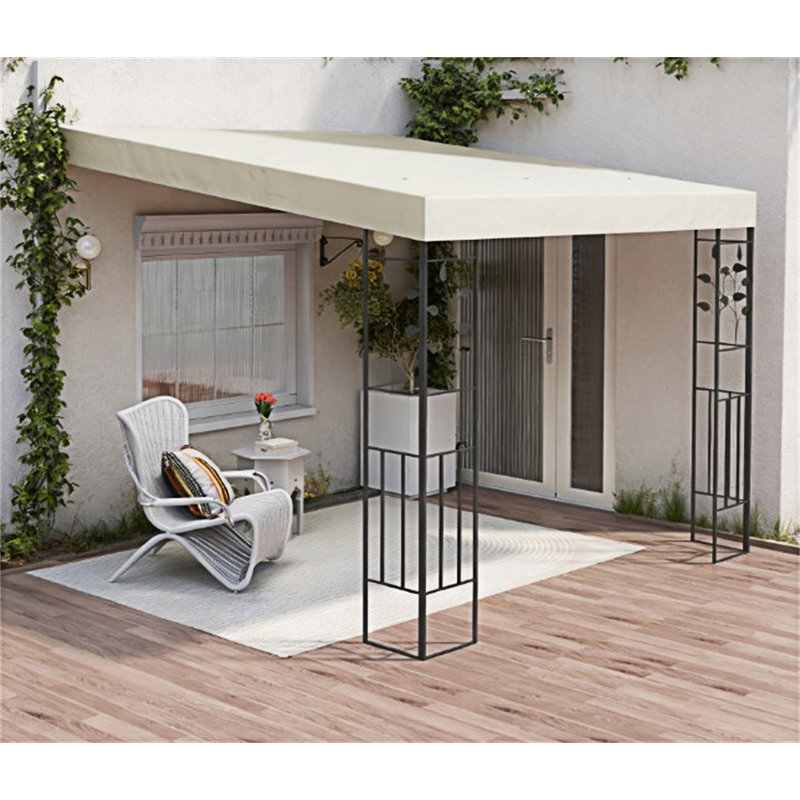 Auvent de patio en métal avec trous de drainage, auvent extérieur pour pergola, cour arrière, jardin, Blanc, crème