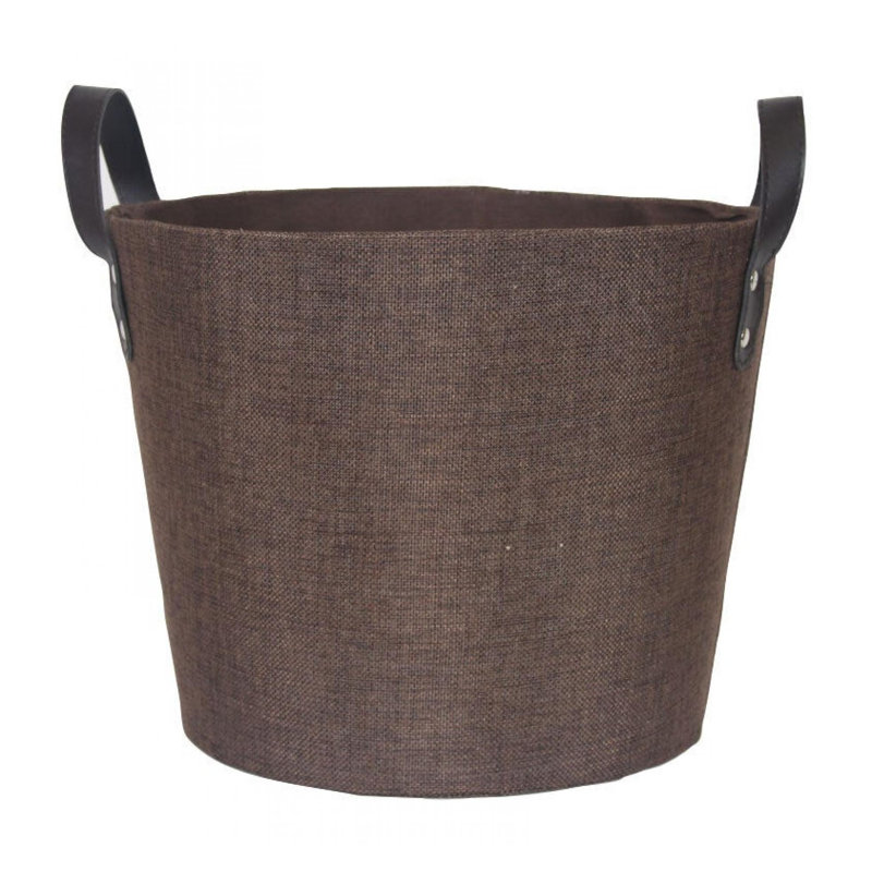 Tissu avec panier en similicuir, H 9 po x l 12 po x P 12 po, Brun