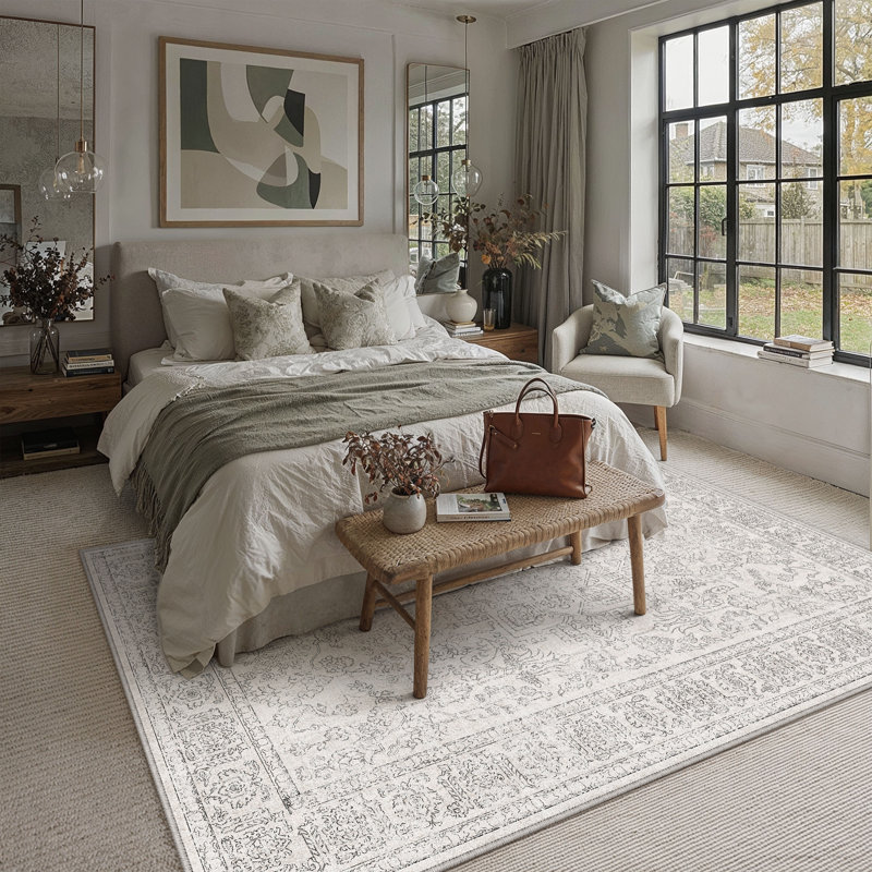 Kitty Machine Washable Oriental Area Rug with Non-Slip Backing, Rectangle 8' x 10'