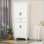 Armoire de cuisine | HOMcom 67 po de hauteur 4 portes autoportantes avec tiroir et amp; Tablettes réglables | Blanc | Panneau de fibres à densité moyenne