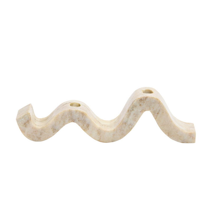 2" Marble Tabletop Candelabra, Beige