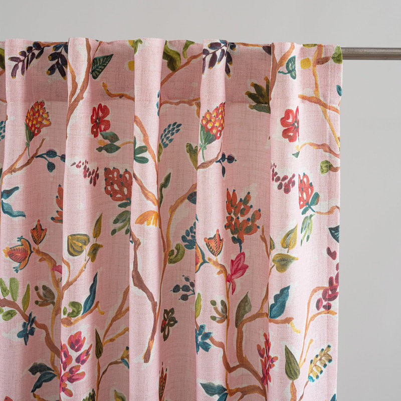 Lauren 100% Blackout Curtains for Bedroom Colorful Watercolor Branch Printed Pattern Lined Thermal Insulated Back Tab 2 Panels for Girls Living Room