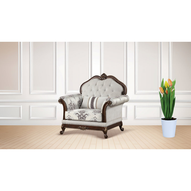 Chaise d'appoint de style traditionnel, fauteuil capitonné