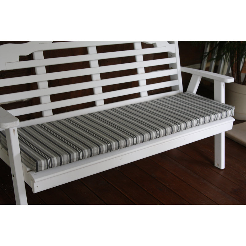 Outdoor Bench Seat Cushion, Gray Stripe, 2" H x 75" W x 39" D
