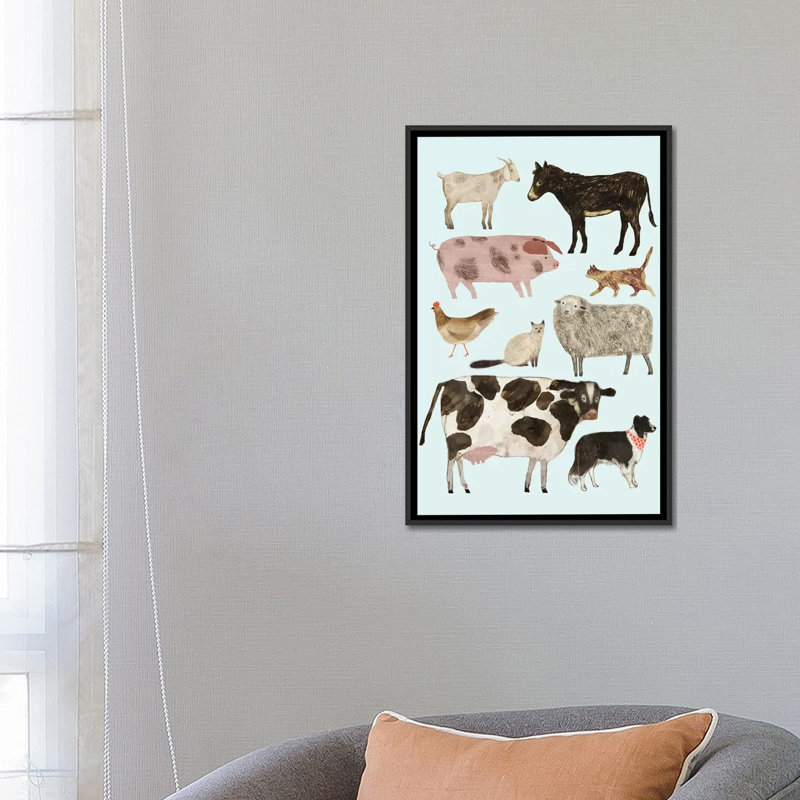 « barnyard bud ii », reproduction d’impression sur toile, H 26 po x l 18 po x P 1,5 po, Toile avec cadre noir, Pas de tapis