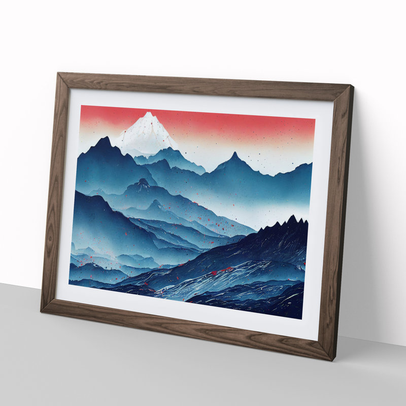 Intriguing Mountains - Framed Print, 34cm H x 46cm W x 2cm D, Walnut