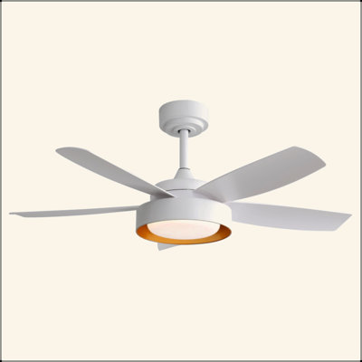 42 Inch Ceiling Fans With LED Light 22W And Remote Control 6 Wind Speed Reversible DC Motor White For Bedroom