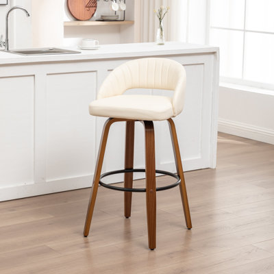 Lawrence Faux Leather Wood Swivel Bar Stools
