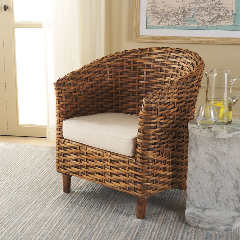 Iraan Rattan Barrel Chair, Honey Dark Brown