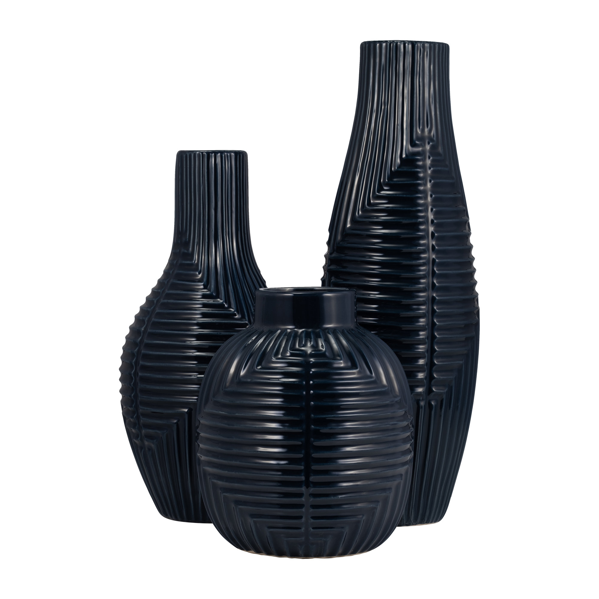 Sagebrook Home Amrita Tribal Modern Ceramic Vase, Tribal Blue