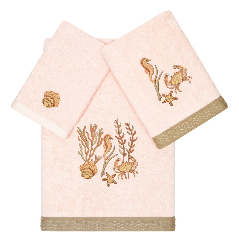  Ensemble de serviettes 3 pièces en coton turc, Rosé