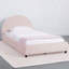 Delta Children Upholstered Twin Size Bed With Round Headboard, Premium Wood Slat Support, No Box Spring Needed, Easy Assembly, Pink/Velvet Quilted