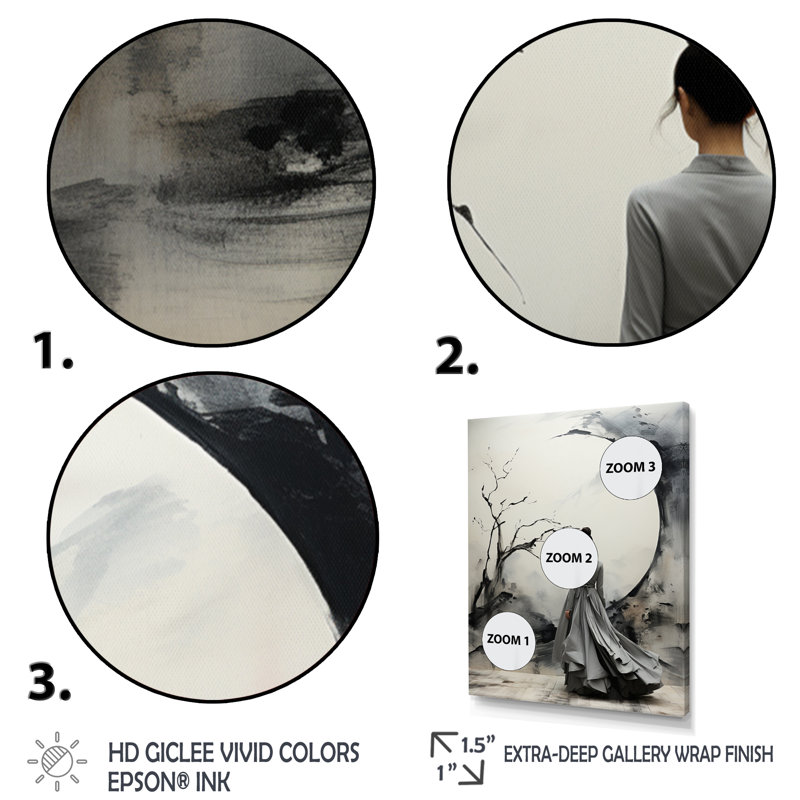 «Tevian Asian Art Ballet Sumi II», reproduction sur toile, Cadre photo noir simple, H 20 po x l 12 po x P 1 po