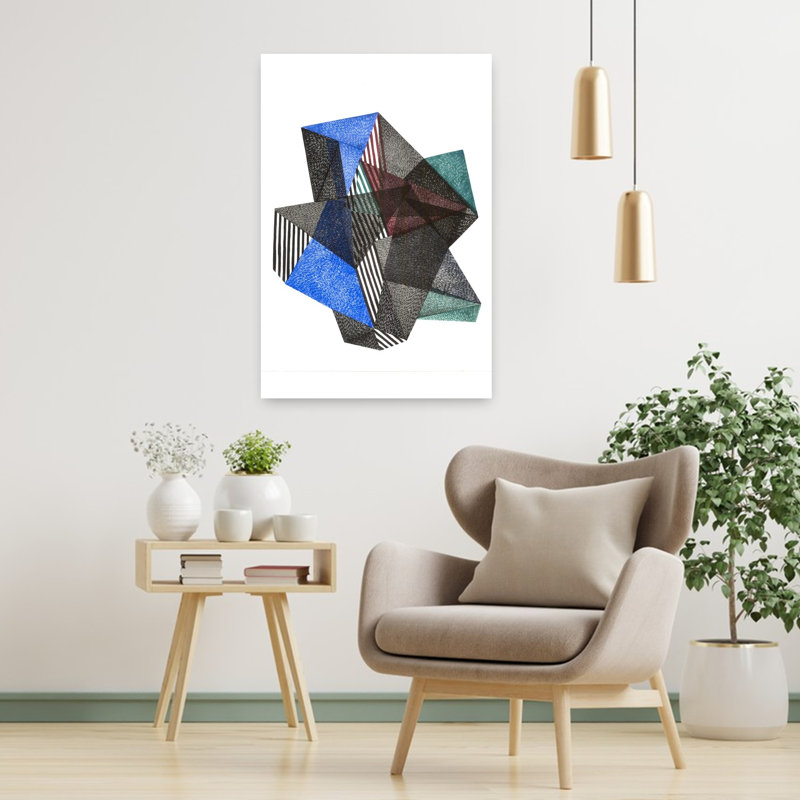 «Dynamic Geometric Forms Abstract», reproduction d'art mural contemporain, H 36 po x l 24 po