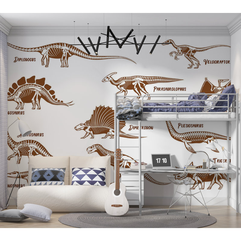 Papier peint de qualité supérieure - ensemble d'illustrations de dinosaures, L 108 po x l 150 po