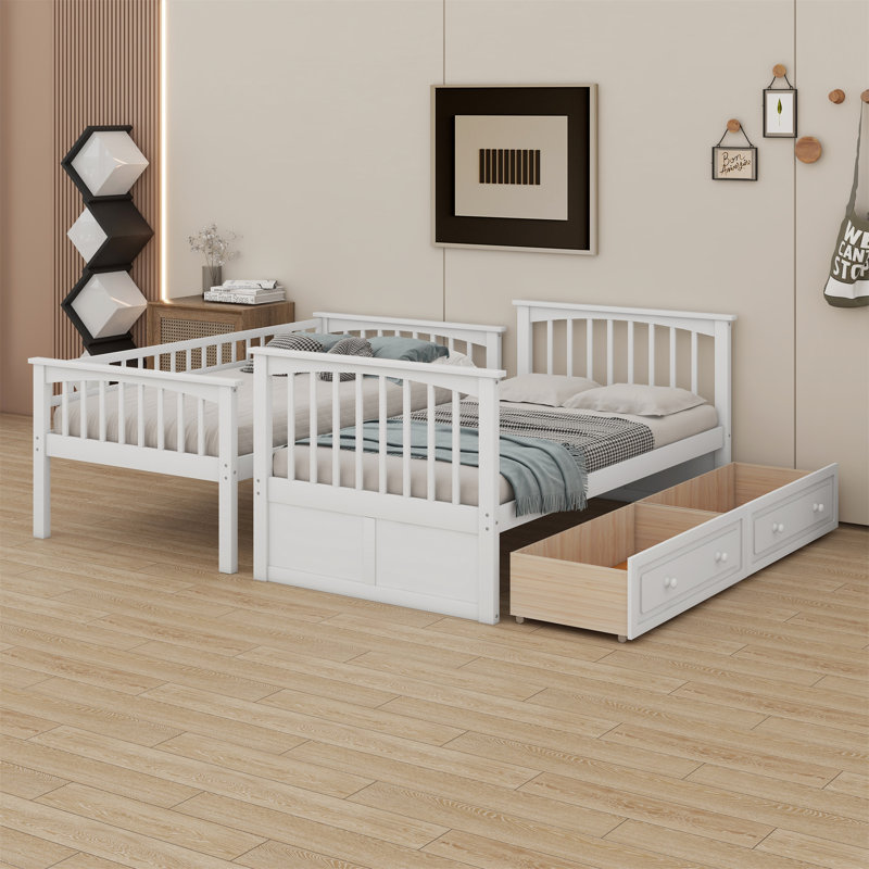 Lit superposé simple avec tiroirs Jhara Kids, Twin, Blanc