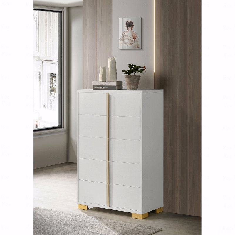 Commode 5 tiroirs, Blanc
