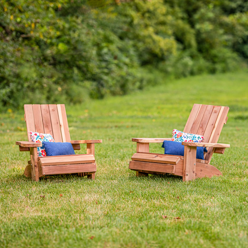 Jack & June Redwood Adirondack Chair, Durable Outdoor Wooden Lounge Chair, Comfortable Backyard Seating
