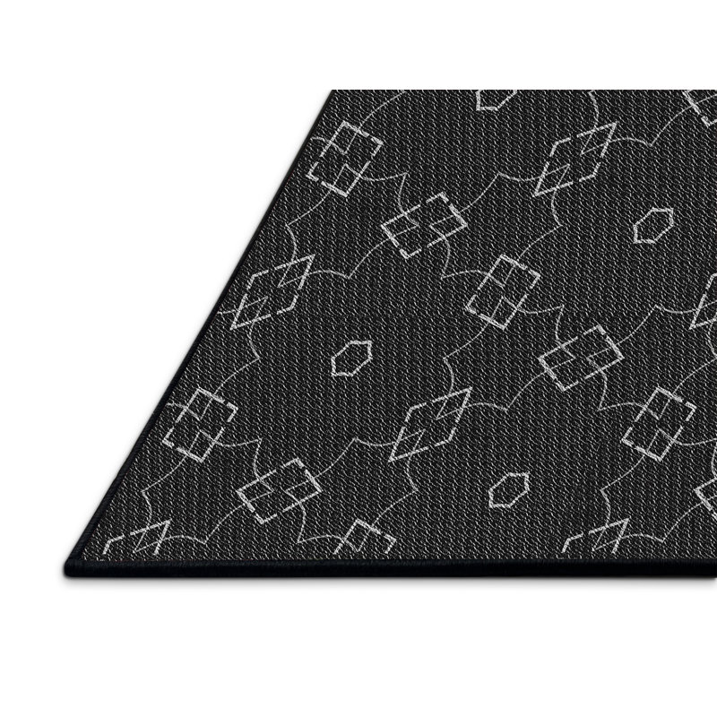 Tapis noir/gris à motifs, Rectangle 2 pi x 4 pi