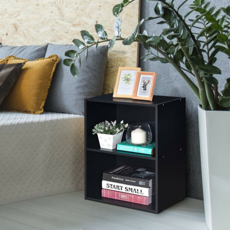 Vitrine de mobilier multifonctionnel à 2 couches avec grand espace de rangement, Noir
