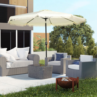 Parasol de patio de 9 pi avec bouton poussoir inclinable et manivelle Outsunny