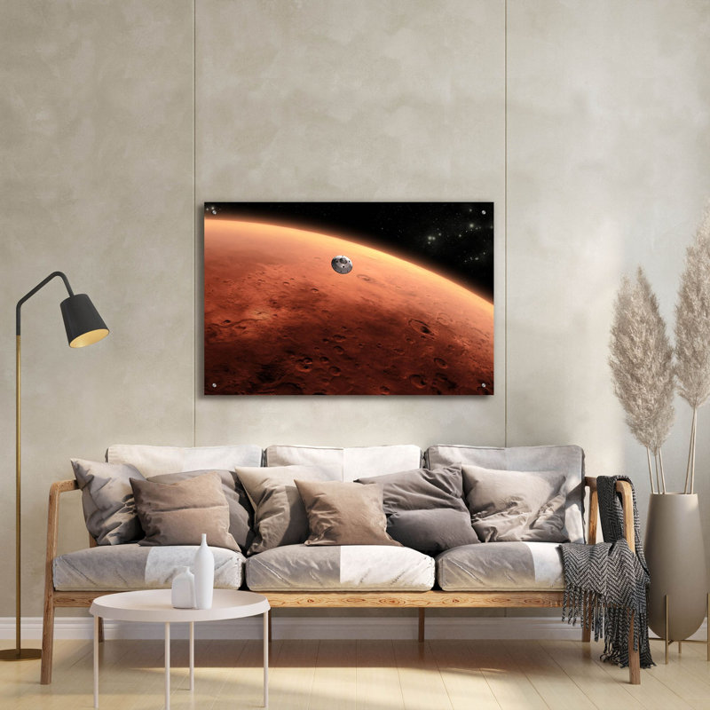  «Curiosity Approche Mars, Artist Concept» par la NASA, art mural en verre acrylique, 36 po x 24 po, H 24 po x l 36 po