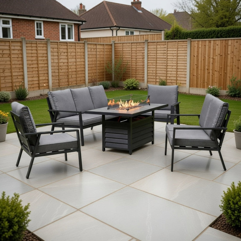 Aluminium Firepit Sofa Set Grey 5 Seater