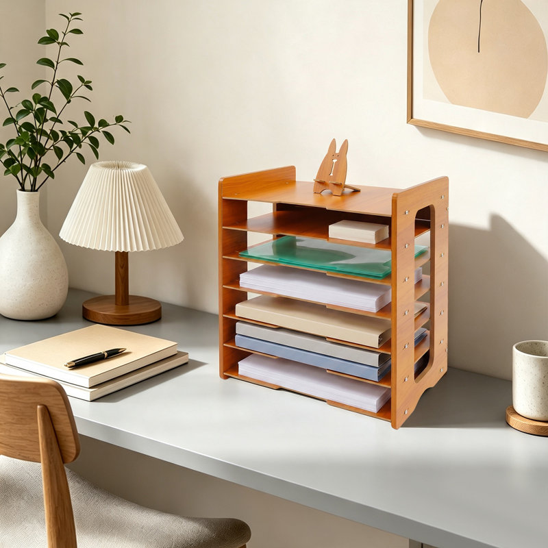 Classeur en bois à 7 niveaux Jefto