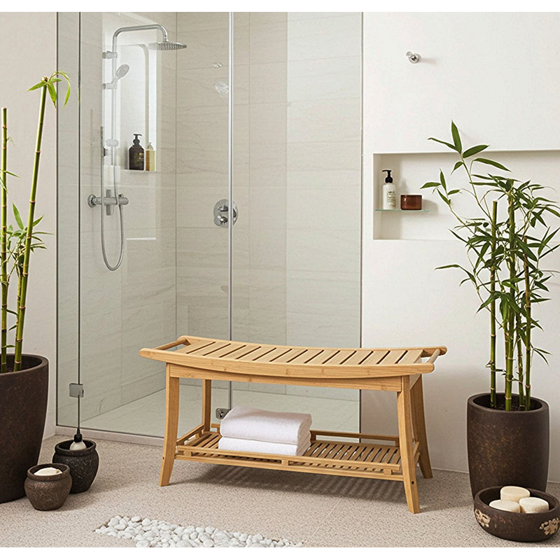 Banc en bois massif Talreja, Naturel