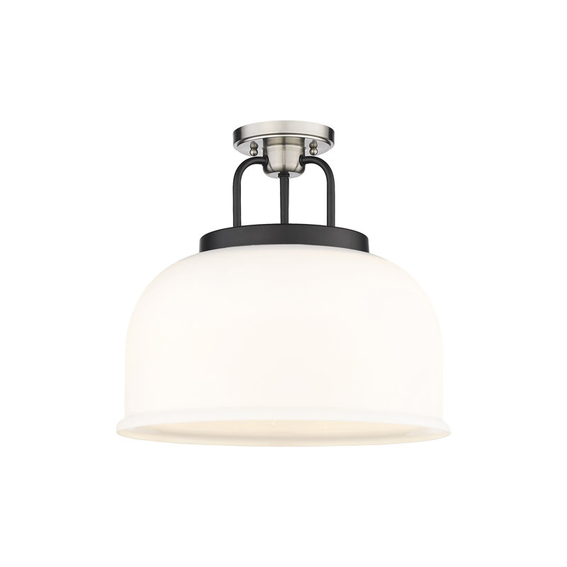 Plafonnier semi-encastré 3 lumières 15 po Kahana, Blanc mat, Noir / nickel satiné