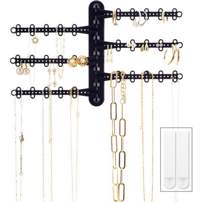 6-Tier Hanging Wall Jewelry Organizer, Earring, Necklace, Ring Holder, Black