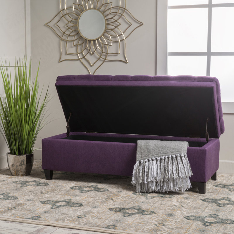 Banc rembourré avec espace de rangement, Mauve
