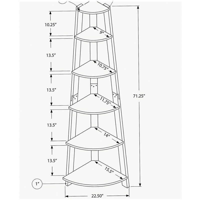 Tablette d'angle à 5 niveaux avec conception peu encombrante, convenant à la maison ou au bureau, Gris