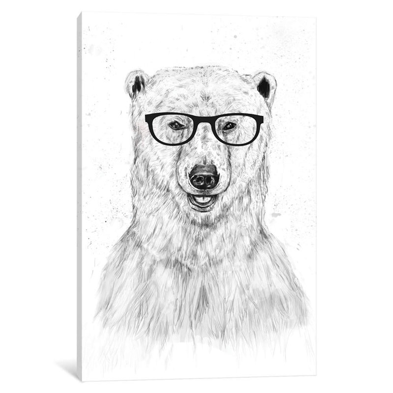 Geek Bear by Balazs Solti - Print on Canvas, 66.04 cm H x 45.72 cm W x 1.91 cm D, Wrapped Canvas