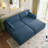 Bentura Oversized Upholstered Navy Corduroy Modular Sleeper Sofa Bed Lounge Modular Sofa with Armrests & Throw Pillows-1369828401