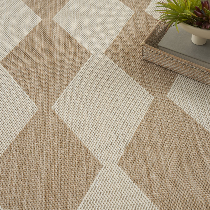 Rectangle Positano Indoor/Outdoor Area Rug, Round 6', Tan