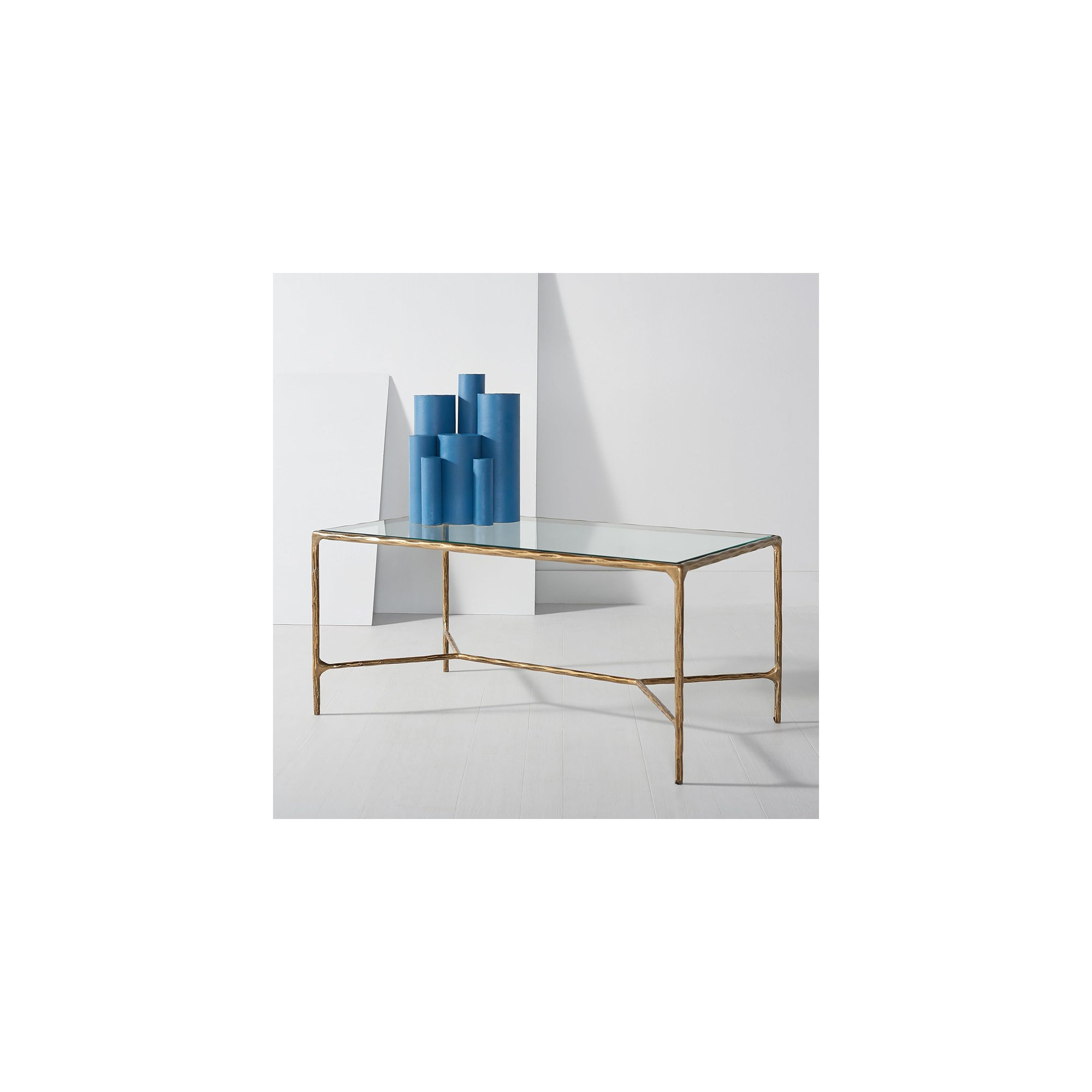 Evelynn Coffee Table, Clear, Brass
