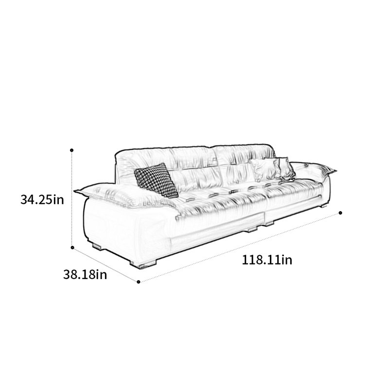 Canapé American, 4, H 34,25 po x l 118,11 po x P 38,18 po