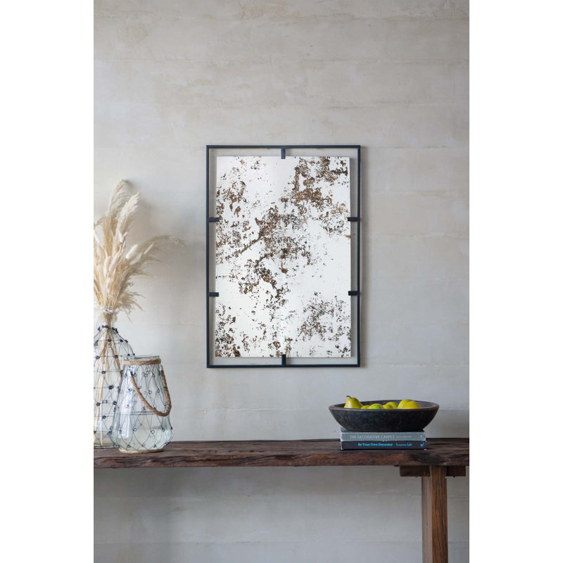 Industrial Antiqued Wall Decor Mirror With Metal Frame