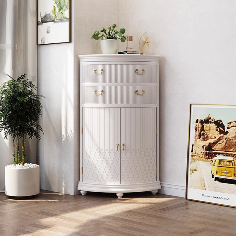 Armoire de coin en bois manufacturé blanc