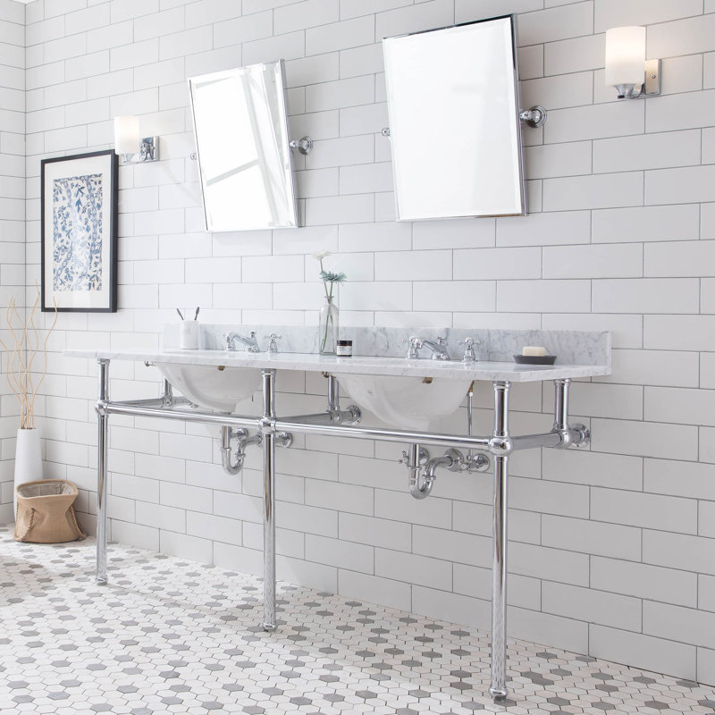 Embassy 33" Tall Stone Oval Console Bathroom Sink with Overflow, Chrome